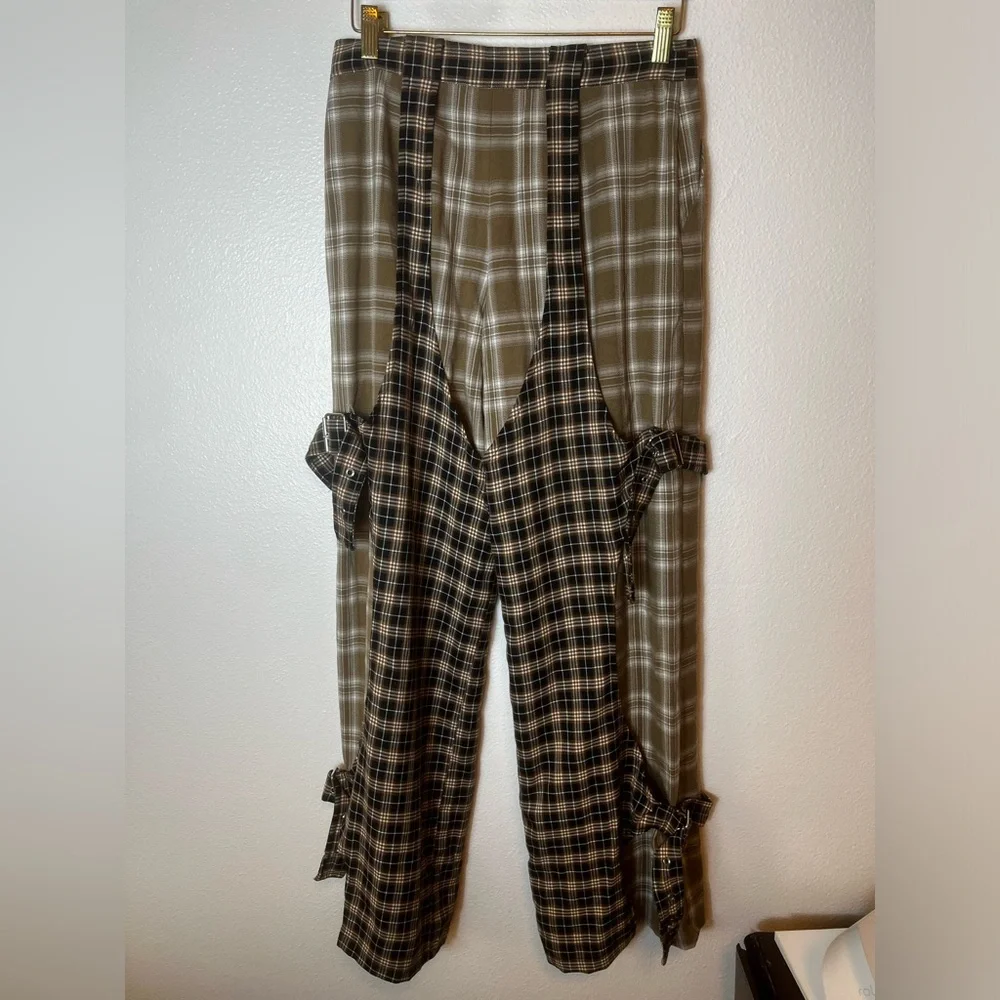 NWT The Ragged Priest Slam Wide Leg Trousers with Woven Check Multi Size 8 - Picture 10 of 10
